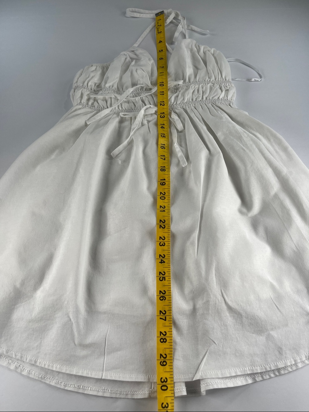 Hello Molly White Halter Mini Sundress with Adjustable Ties Linen Blend Sz S/4 - Picture 6 of 6